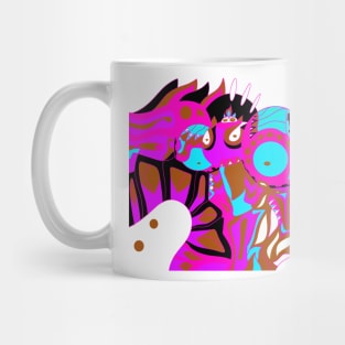 dogu japanese ancient metal knight in ecopop alien pattern art Mug